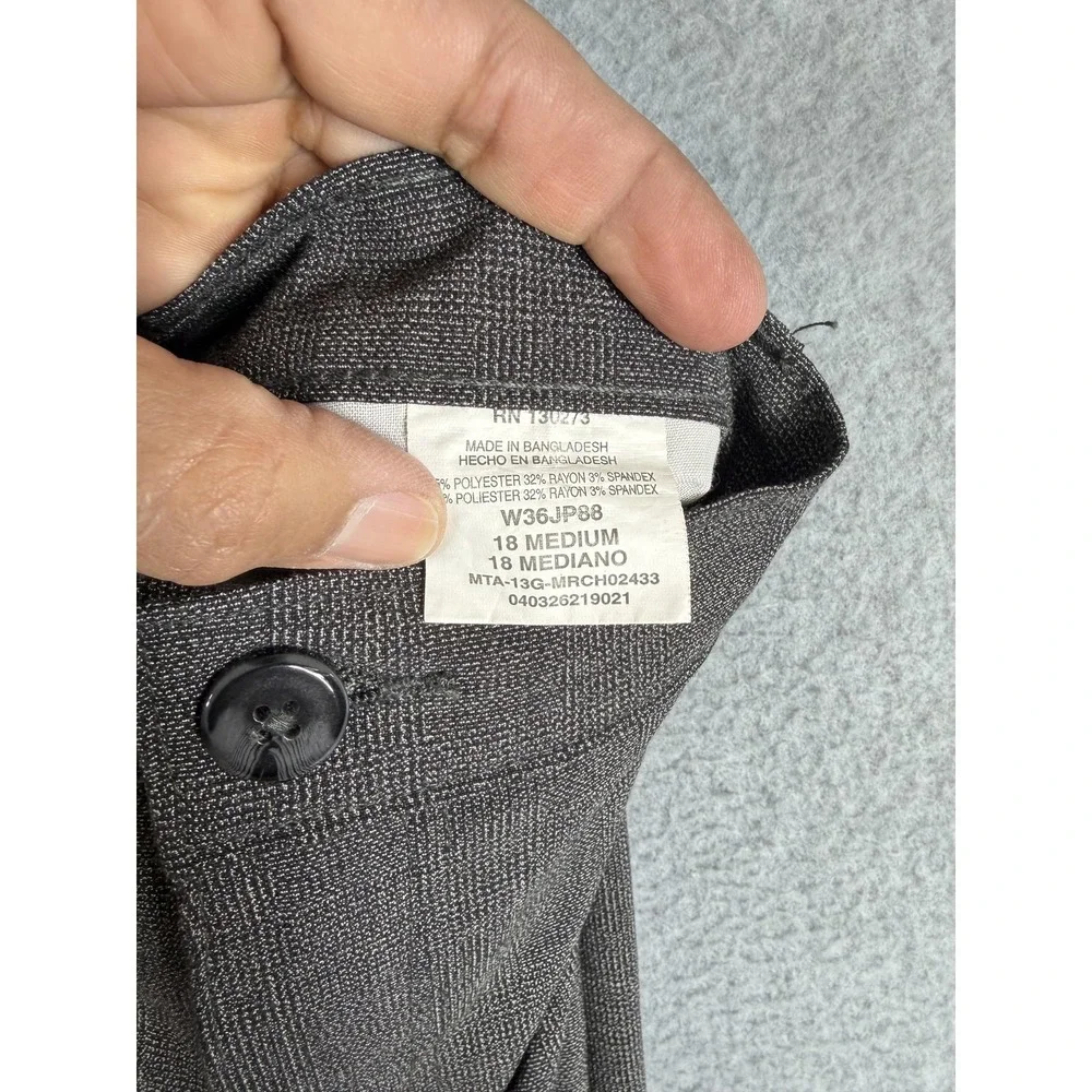 Riders By Lee Pants Womens 18 Gray Plaid Stretch Dress Work Trousers Office‎
